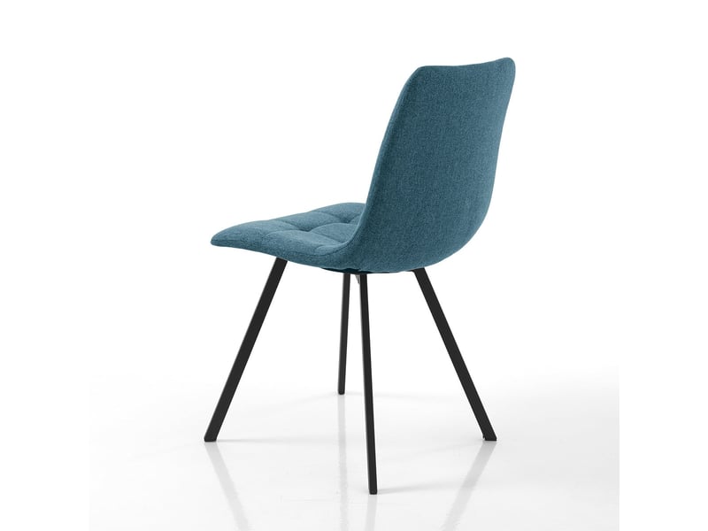 Lot de 4 chaises de salle à manger rembourrées en tissu avec pieds en acier jane - bleu  - Conforama E