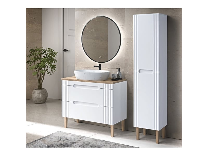  Plan pour vasque icon 120,4 cm en mdf aspect chêne  - Conforama D