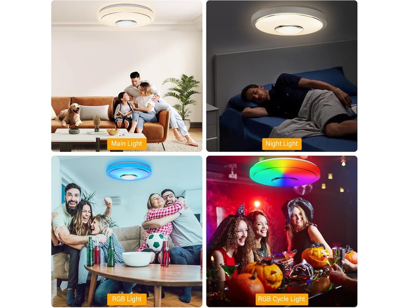  Plafonnier rond led 36w changement de couleur rgb ø30cm  - Conforama E