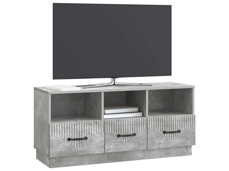  Meuble tv - banc tv - meuble de rangement gris béton 102 x 34,5 x 47 cm bois d'ingénierie  - Conforama C