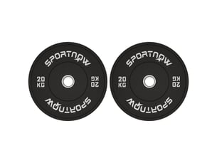 Lot de 2 disques de lestage en caoutchouc de 20 kg avec trou de 5 cm (2 pouces) pour haltères et barres, noirs