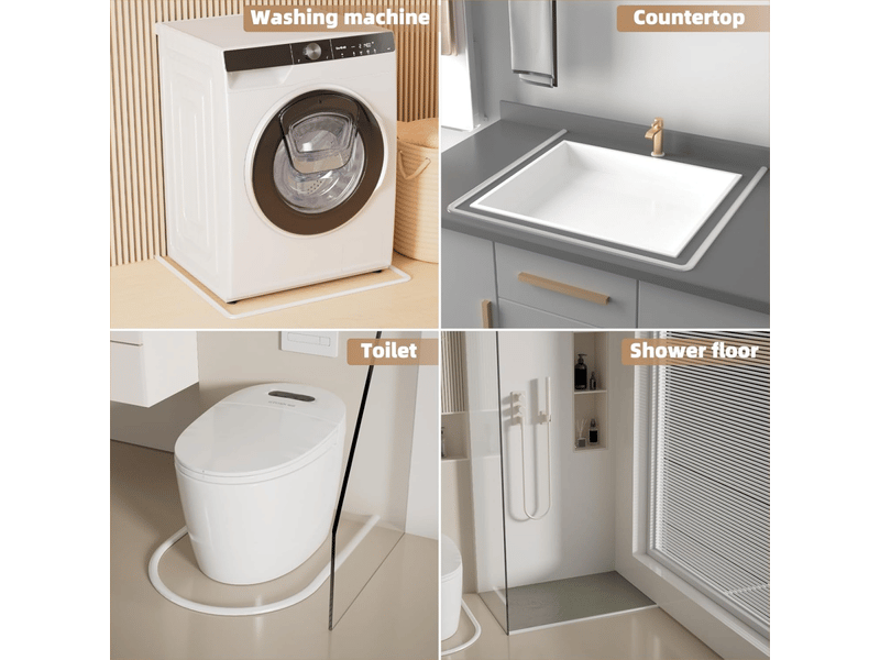  Bande de seuil de douche blanche de 200 cm, protection anti-éclaboussures auto-adhésive et pliable, adaptée aux cabines de douche à l'italienne.  - Conforama E