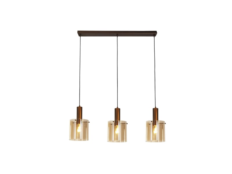  Searchlight sweden suspension à 3 lampes, verre moka et ambré, 3 douilles e27  - Conforama C
