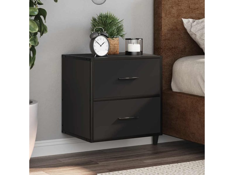  Vidaxl table chevet murale noire 2 tiroirs métal meuble rangement étagère 40x31x39.5cm chambre  - Conforama B