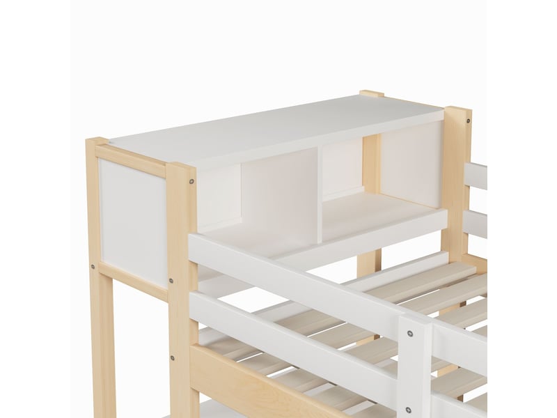  Lit mezzanine avec bureau 90 x 200 cm bureau lit 1 place étagères plusieurs compartiments meuble coloris naturel  - Conforama D