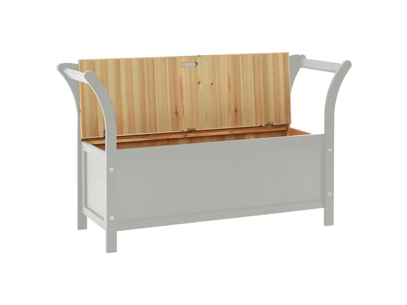  Banc d'entrée, banc interieur gris 107x45x75,5 cm bois de sapin solide  - Conforama D
