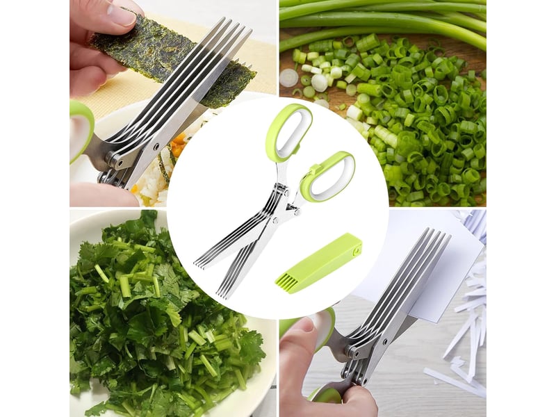  Ciseau de cuisine à 5 lames en acier inoxydable avec couvercle de sécurité  - Conforama E