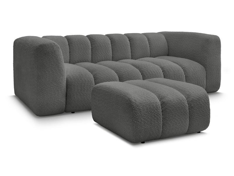  Bobochic canapé droit fixe 3 places talia tissu bouclette avec pouf gris foncé TALIA - Conforama A