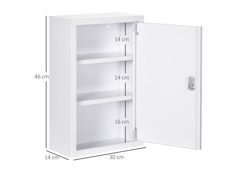  Armoire à médicaments verrouillable 30x14x46 cm à 3 compartiments en acier blanc  - Conforama D