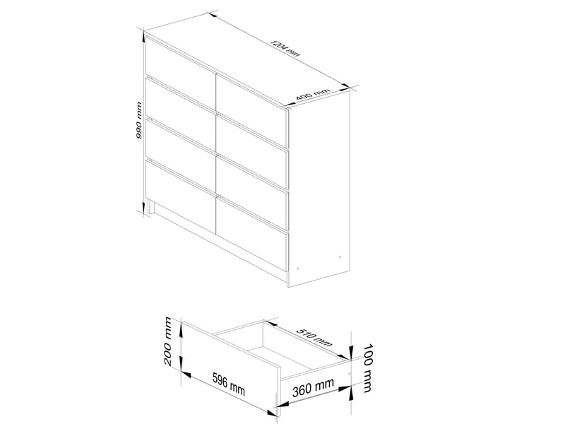  Commode k120 cachemire 120 cm 8 tiroirs 120x40x99 cm Commode K120 - Conforama C