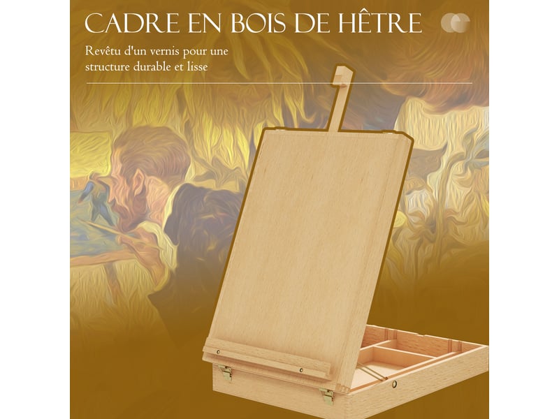 Chevalet de table en bois pour toile jusqu'à 61 cm bois de hêtre planche à dessin bois pliante naturel - Conforama A