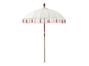 Parasol rond à franges flavie 180cm écru & rose