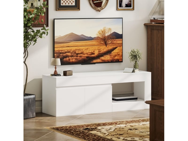  Meuble tv 2 portes avec niche ouverte, jusqu'à 60 pouces homvra  - Conforama D