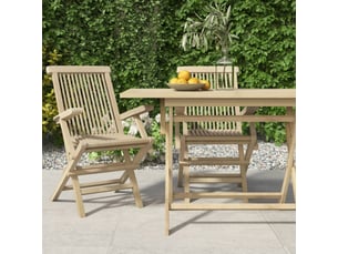 Lot de 2 chaise de jardin pliantes | chaise d'extérieur gris 56x61x89cm bois teck
