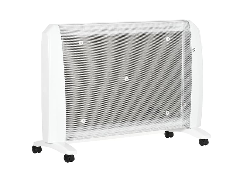  Chauffage électrique pour plaques de cuisson mica 1000 w2000 w avec thermostat réglable, 4 rouleaux, 15–20 m², blanc  - Conforama B