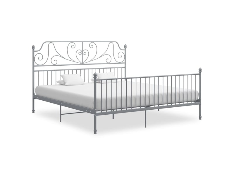  Lit adulte, lit double, cadre de lit sans matelas gris métal 200x200cm cf14569  - Conforama B