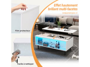 Table basse rectangulaire coloris blanc - 50 cmx105 cm