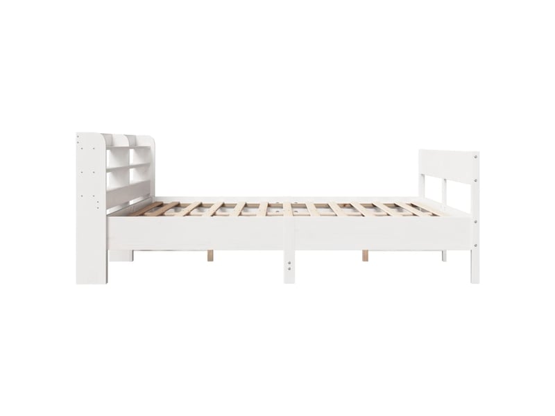  Lit double- lit adulte -  cadre de lit sans matelas blanc 200x200 cm bois massif de pin  - Conforama D