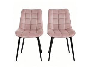Lot de 2 chaises de salle à manger en velours rose et métal