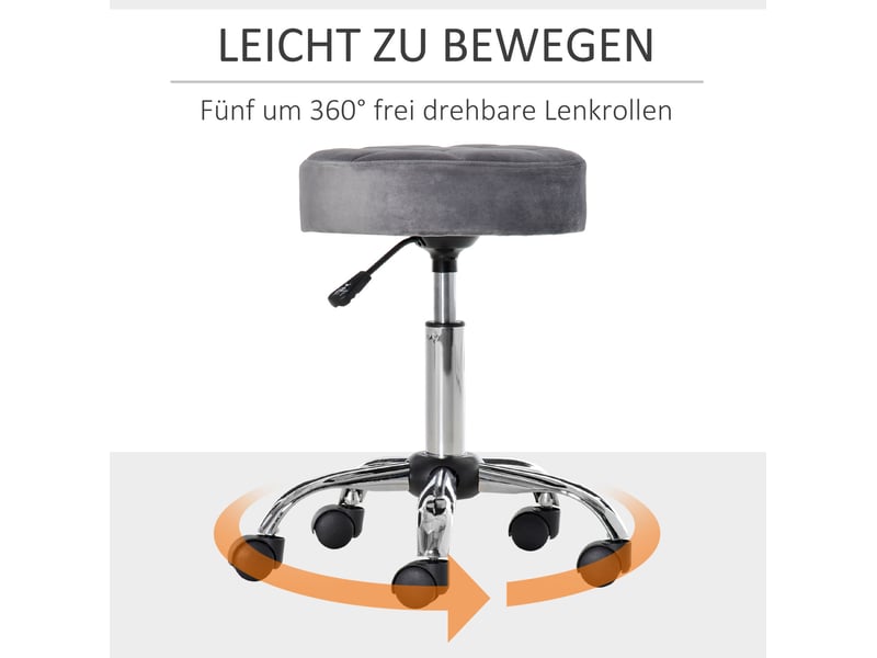  Tabouret de bureau à roulettes pivotant réglable en hauteur 35x35x49-61 cm gris clair  - Conforama E