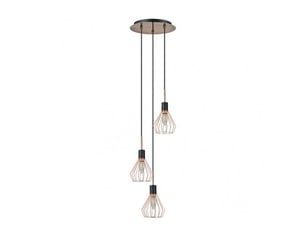 Fabrilamp san petersburgo, suspension, moderne, 3 x e14, noircuivré, 50-150 x 30 x 30 cm