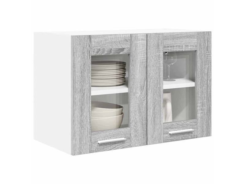 Meuble de rangement cuisine, armoire suspendue 2 pcs gris sonoma bois d'ingénierie shl2426 - Conforama C