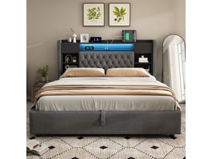 Lit coffre 140x200 cm <strong>MODENUIT </strong>  <strong></strong> coloris gris