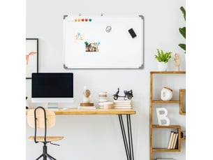 Tableau blanc magnétique 90 x 60 cm blanc aluminium, avec 4 marqueurs, 10 aimants et effaceur pour notes