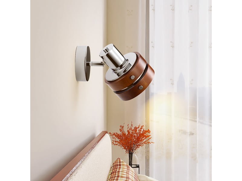  Applique murale française couleur noyer corps de lampe en fer forgé + abat  jour en bois massif  - Conforama B
