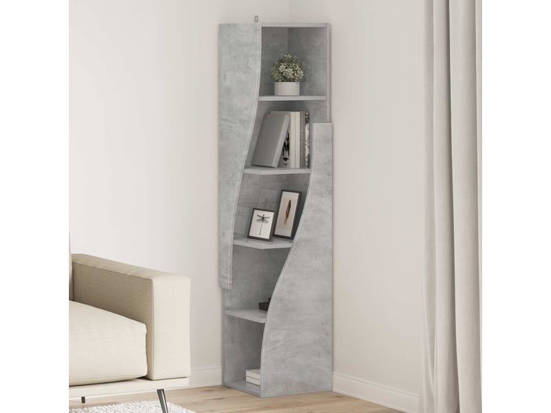  Meuble d'angle, meuble de rangement salon 32x32x140cm bois d'ingénierie gris béton  - Conforama B