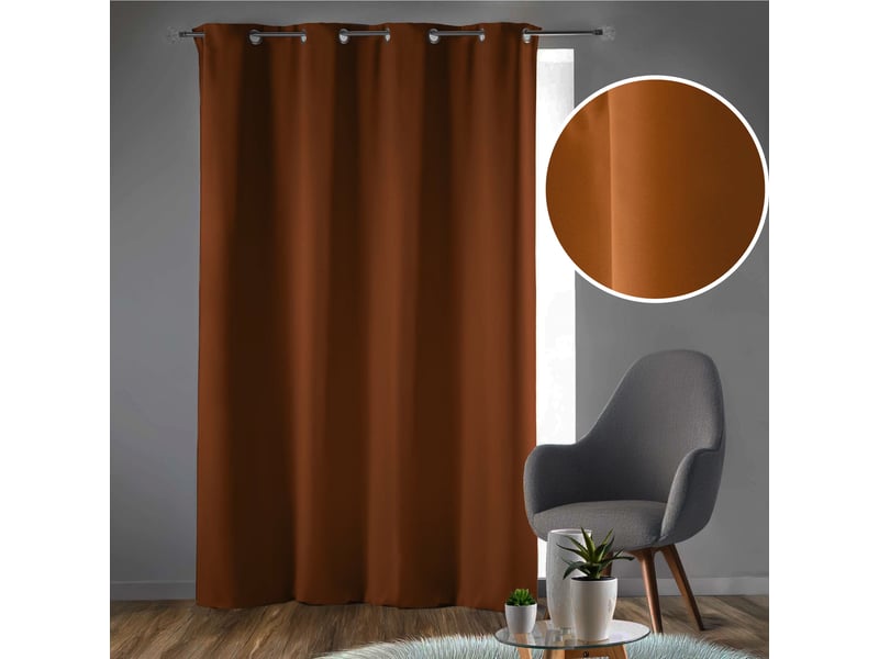  Lot de 2 rideaux à œillets grande hauteur 135 x 280 cm occultants unis occult camel  - Conforama B