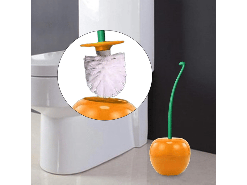  Brosse et support pour cuvette de toilettes, brosse à poils durs, brosse de nettoyage pour toilettes en forme de cerise  - Conforama E