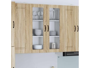Meuble mural de cuisine, cabinet en verre mural chêne sonoma 80x31x100cm shl1148