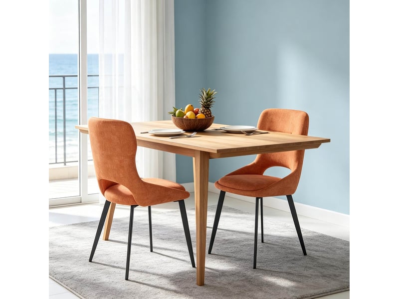  Chaise de salle à manger 48x45x86cm dossier ouvert style contemporain cadre acierlique orange lot de 2  - Conforama D