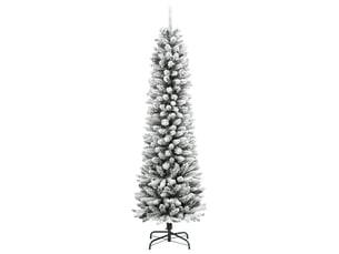 Sapin de noël artificiel, arbre de noël mince avec neige floquée 240 cm pvc et pe