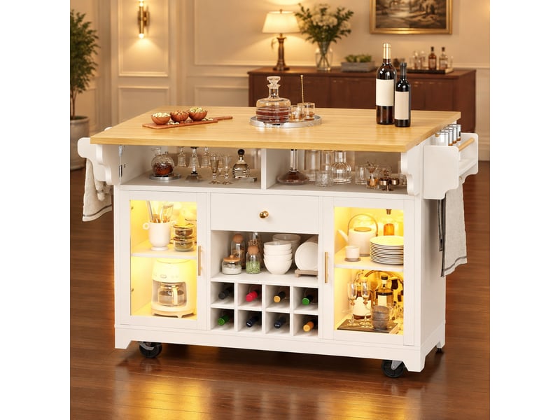  Desserte de cuisine mobile à plateaux rabattables led rgb evryae  - Conforama C