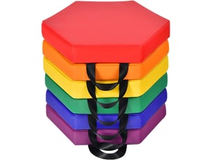 Costway lot de 6 tapis d'éveil portable 38 x 34 cm, coussins d'assise avec fermeture éclair, surface en pu (coloré)