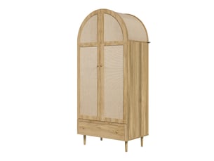 Armoire de chambre avec tiroirs et portes en tissu - grande capacité, mdf, finition chêne
