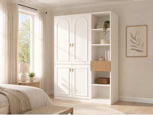 Armoire 4 porte(s) battante 1 tiroir(s) <strong>LEYTN</strong> <strong></strong> coloris blanc largeur 135 cm