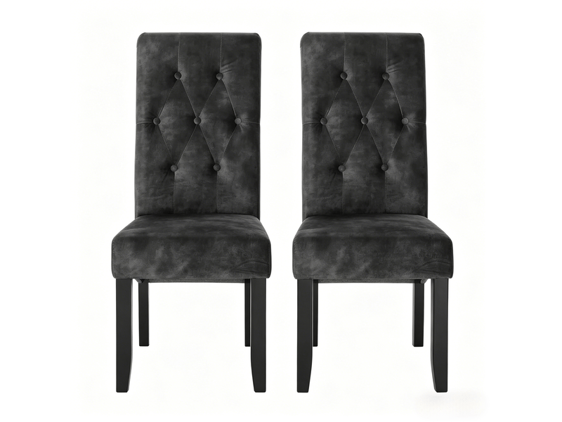  Lot de 2 chaises de salle à manger,avec dossier haut,velours,noir  - Conforama A