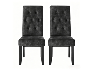 Lot de 2 chaises de salle à manger,avec dossier haut,velours,noir