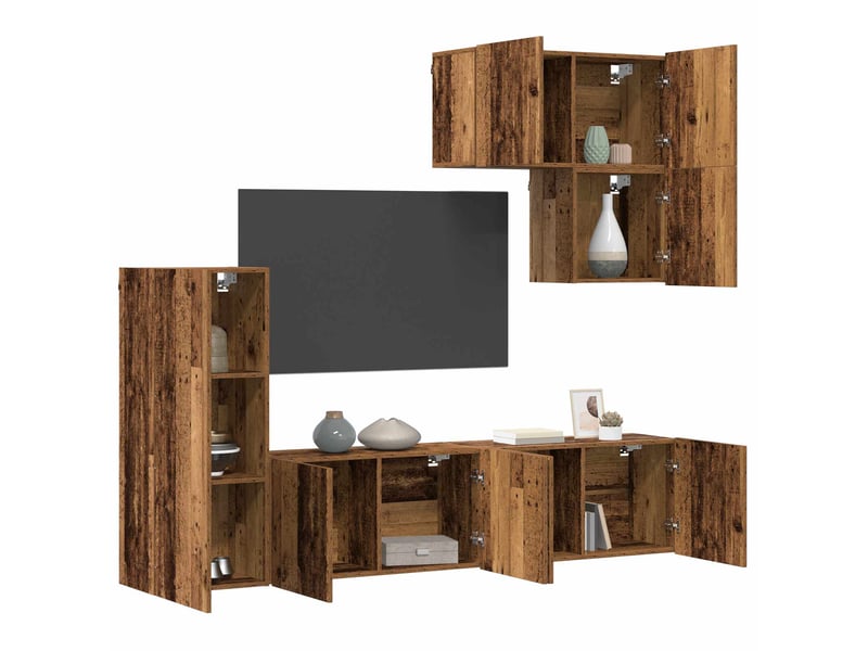  Unité murale de tv 5 pcs bois ancien bois d'ingénierie shl17781  - Conforama C