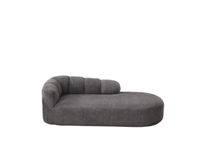 Méridienne 2 places avec dossier ondulé et assise rembourrée, pour salon ou chambre, en chenille gris anthracite