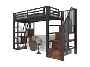 Lit mezzanine 90x200 cm <strong></strong>  <strong></strong> coloris noir