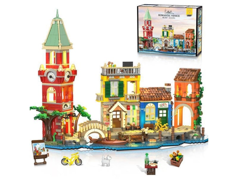  Kit de construction modulaire venise romantique 2155 pieces avec eclairage led quatre batiments gondole 151498_AAAOQ05181_6_DROPFR - Conforama A