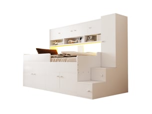 Lit mezzanine 90x200 cm <strong></strong> <strong></strong> coloris blanc