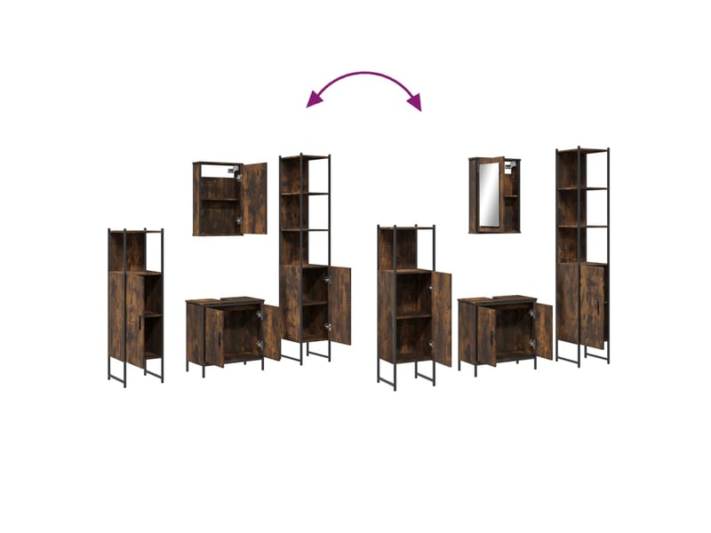 Ensemble de meubles de salle de bain 4 pcs chêne fumé bois cf63859 - Conforama E