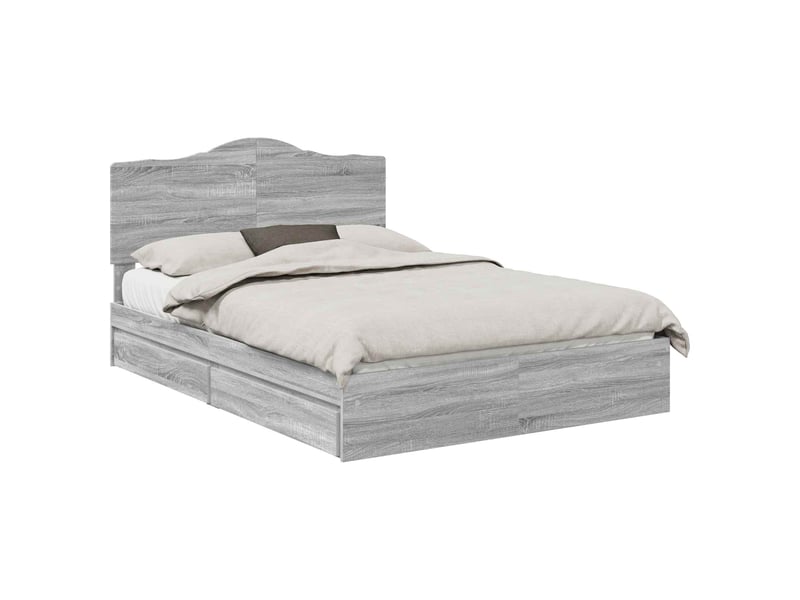  Lit double- lit adulte -  lit de rangement gris sonoma 150 x 200 cm bois d'ingénierie  - Conforama A