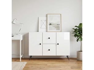 Buffet - bahut - meuble de rangement blanc brillant 89 x 34,5 x 60 cm bois d'ingénierie
