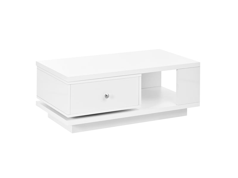  Table basse à tiroir pivotant 90x48x35 cm blanc brillant  - Conforama R